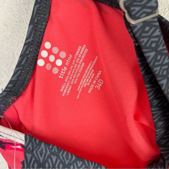 Title Nine Womens Bodacious Tankini Top Geometrical Floral Print Grey 34D NWT - Picture 5 of 8